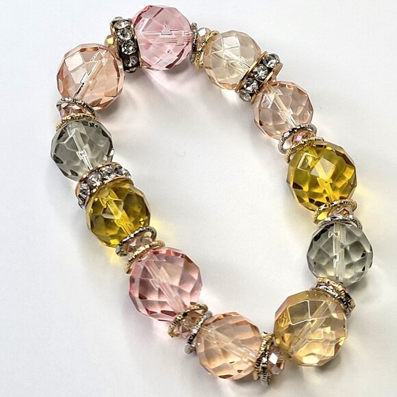 Multicolored Crystal Beaded Stretch Bracelet - Picture 4 of 10